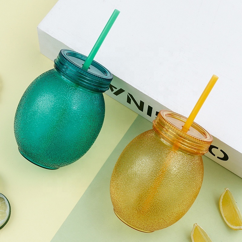 700ml Bpa Freecreative Lemon Shape Children Kids Drinking Bottle Cup With Straw