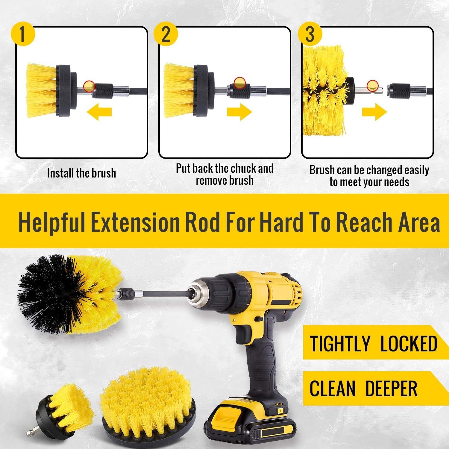 Drill Brush Set Power Scrubber Cleaning Brushes for Drill