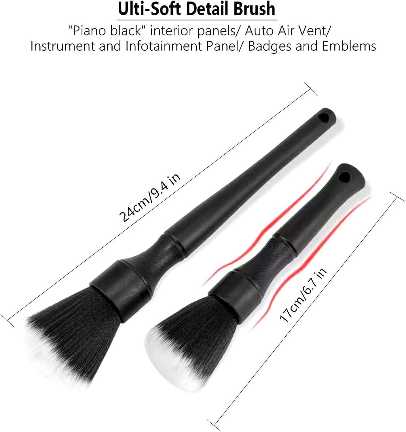 2 pcs Wholesales Plastic Handle Pig Bristle Car Detailing Brush Soft Car Detailing Brush Set Auto Detailing Wheel Brush