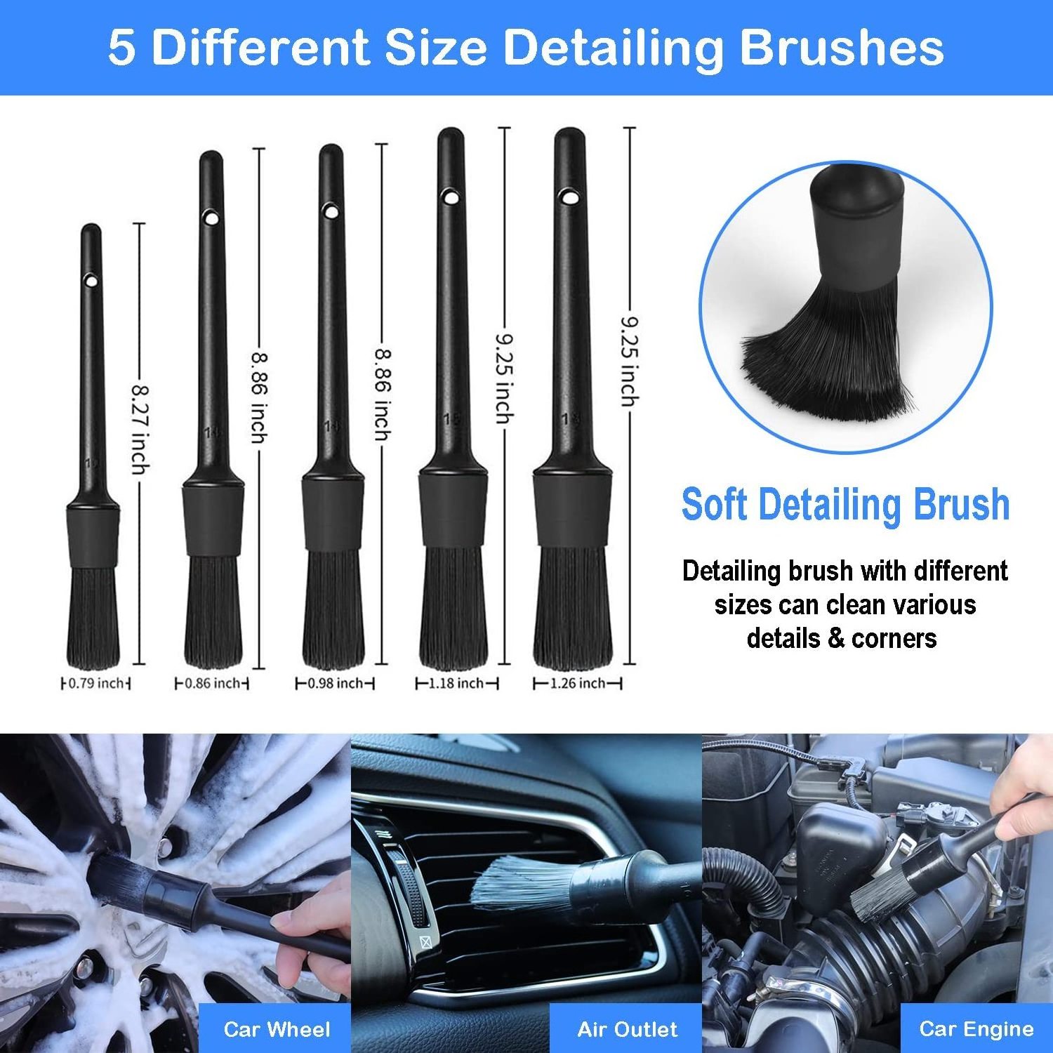 26PCS/Set Drill Clean Car Interior Cleaning Brush Car Wash Cleaning Kit Car Wash Tools Detailing Brushes Set -Drill not Included