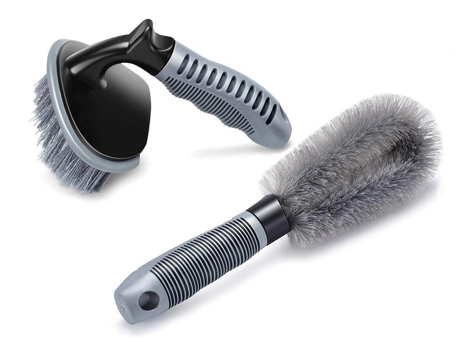 2 Pcs Steel and Alloy Wheel Cleaning Brush Rim Cleaner for Your Car Motorcycle or Bicycle Tire Brush Washing Tool