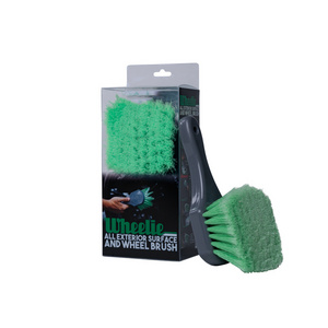 Wheel & Tire Brush for Car Rim Soft Bristle Car Wash Brush Cleans Tires & Releases Dirt and Road Grime Short Handle