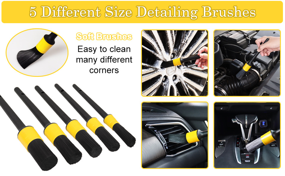 Aplus Car Detailing Brush Set 27pcs Car Cleaning Kit Wheel Tire Brushes Car Wash Kits Mitt Mop Sponge with Wheel Rim Brush