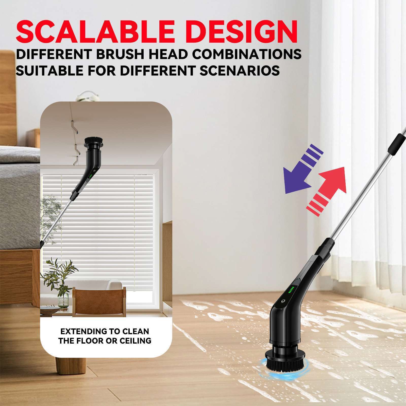 New Handheld 7in1 Kitchen Household Electric Spin Scrubber Cleaning Brush Brush Multifunctional Electric Brush Cleaner