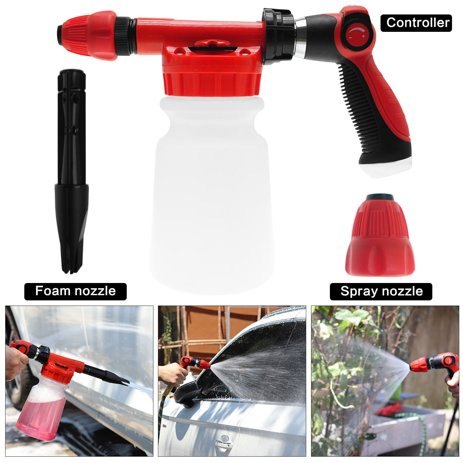 Car Wash Cleaning Kit Tire Brush Interior Detailing Kit with Car Wash Foam Gun Microfiber Sponge Car Care Kit