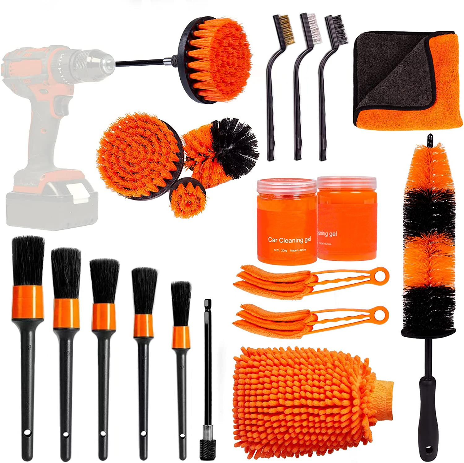 20PCS Car Detailing Kit Cleaning gel Car Detailing Brush Set Detailing Brushes Car Wash Kit Cleaning Tools Kit