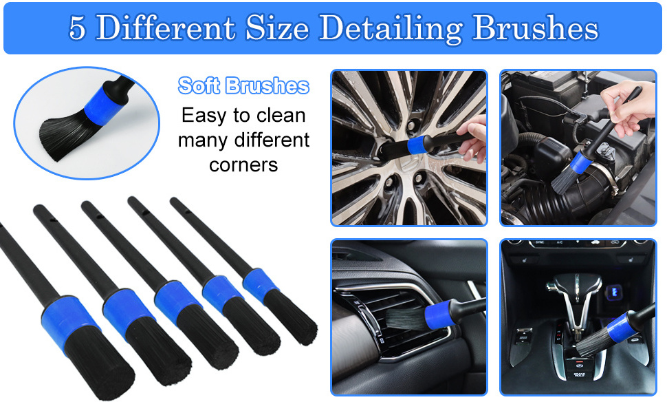 27Pcs Car Wash Detailing Drill Brush Set Auto Accessories Cleaning Tools Kit for Interior Exterior Wheels