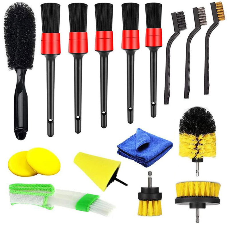 Detailing Brush Set Car Cleaning Brushes Power Scrubber Drill Brush For Car Leather Air Vents Rim Polisher Bathroom Cleaning Kit