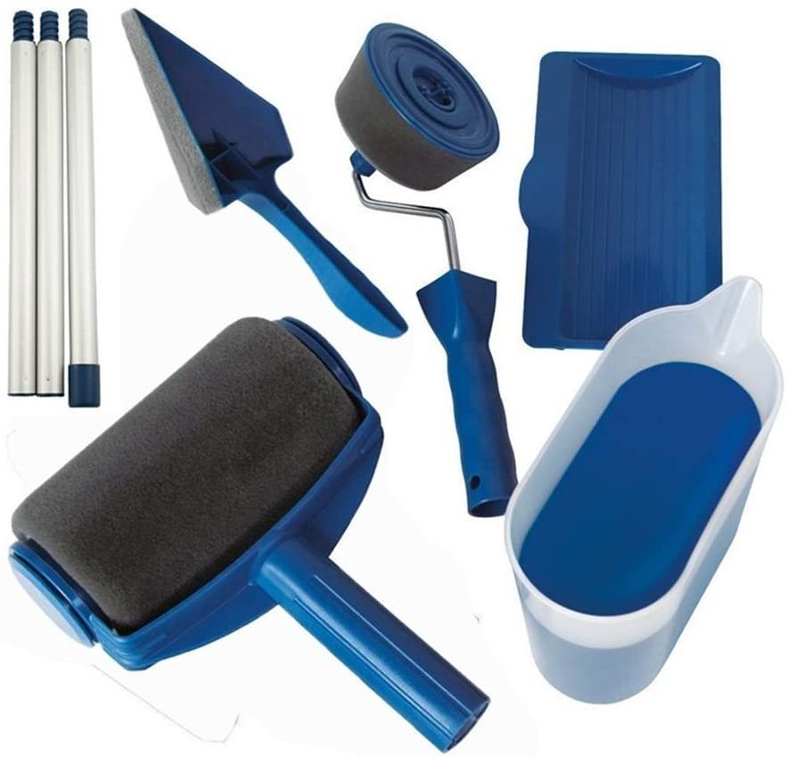 Paint Roller Set with Extension Pole, 6 Pcs House Runner Pro Tool Painting Brush Set