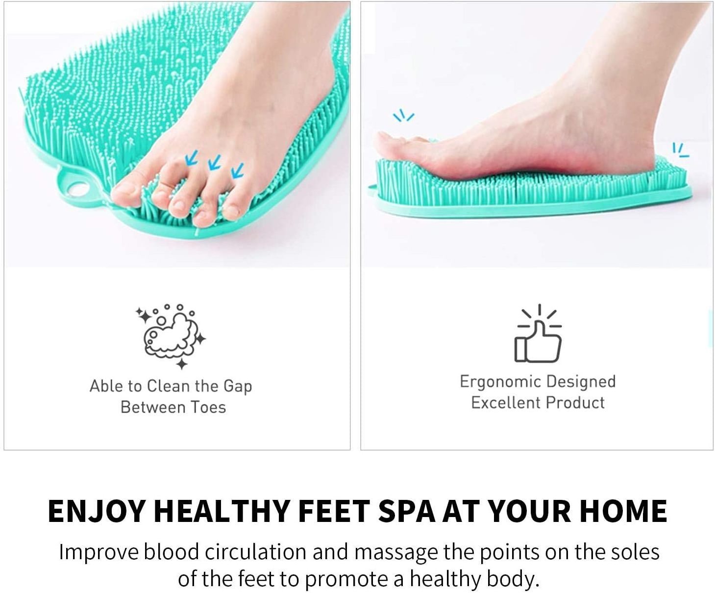 Shower Foot Scrubber, Bath Foot Scrubber Mat with Non-Slip Suction Cups and Soft Bristle