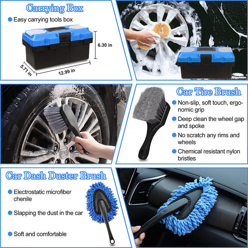 27Pcs Car Wash Detailing Drill Brush Set Auto Accessories Cleaning Tools Kit for Interior Exterior Wheels