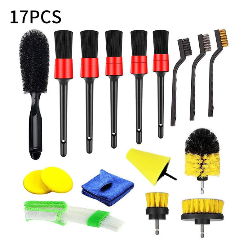 Detailing Brush Set Car Cleaning Brushes Power Scrubber Drill Brush For Car Leather Air Vents Rim Polisher Bathroom Cleaning Kit