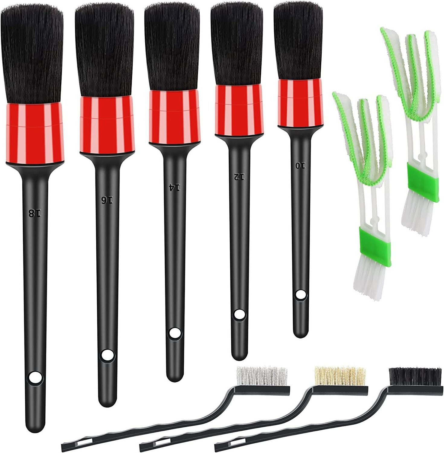 Auto Detail Tools Product Car Detailing & Wash Brush Kit Cleaning Boar Hair Brush 10 Pcs Wheel Dashboard Car Accessories