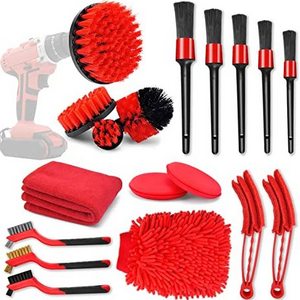 18 Pcs Car Cleaning Tools Kit with Car Detailing Brush Set,Auto Detailing Drill Brush Set