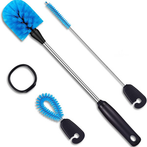 3-in-1 Stainless Steel Water Bottle Brush Set, Long Handle Water Bottle Scrubbing Brush