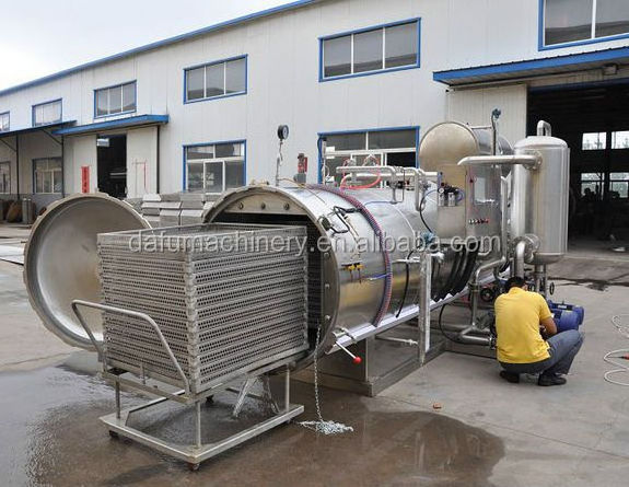 Horizontal sterilization autoclave retort for tuna canned food