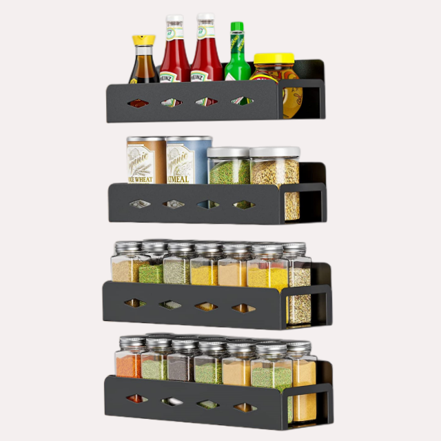 4 Pack Metal Moveable Fridge Shelf Hanging Wall Mounted Refrigerator Magnetic Storage Racks Organizer Kitchen Spice Rack