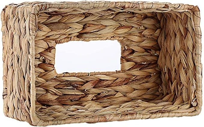 Rectangular Woven Tissue Box Cover Natural Water Hyacinth Wicker Tissue Box Holder Decorative Napkin Paper Holder for Home