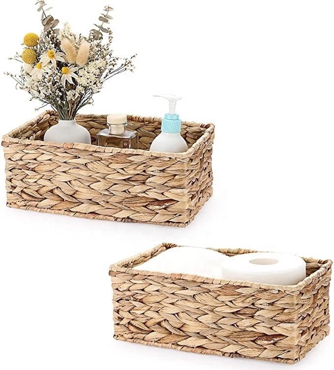 Rectangular Woven Tissue Box Cover Natural Water Hyacinth Wicker Tissue Box Holder Decorative Napkin Paper Holder for Home