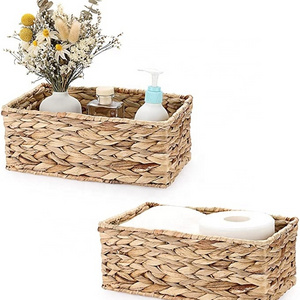 Rectangular Woven Tissue Box Cover Natural Water Hyacinth Wicker Tissue Box Holder Decorative Napkin Paper Holder for Home