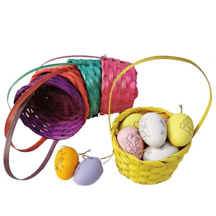 Eco-Friendly Picnic Wicker Fruit Vegetable Bamboo Gift Baskets Bread Wooden Woven Rattan Bamboo Storage Easter Basket