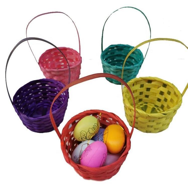 Eco-Friendly Picnic Wicker Fruit Vegetable Bamboo Gift Baskets Bread Wooden Woven Rattan Bamboo Storage Easter Basket