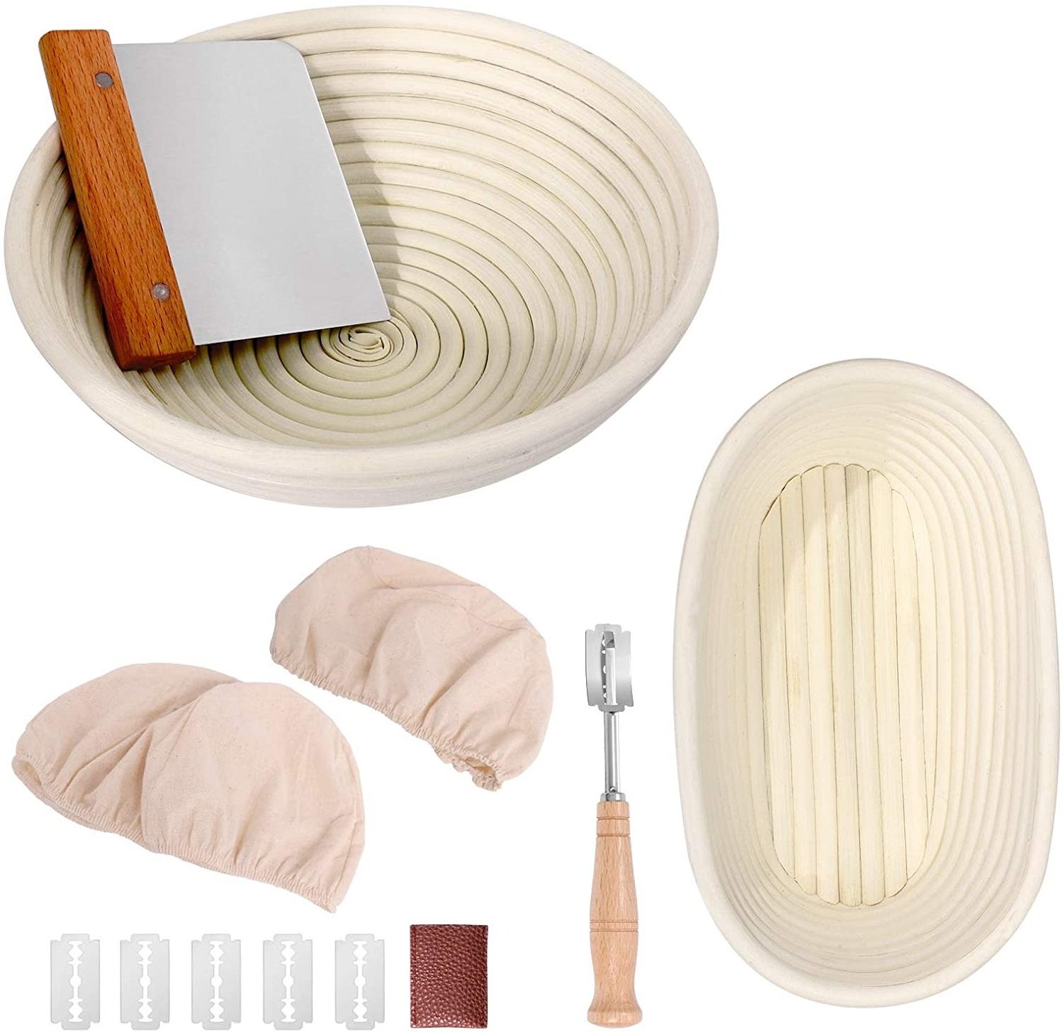 Bread Proofing Basket 2 Pack 10 Inch Round Rattan Pastry Dough Sourdough Proofing Blooming Proving Bread Proofing Basket