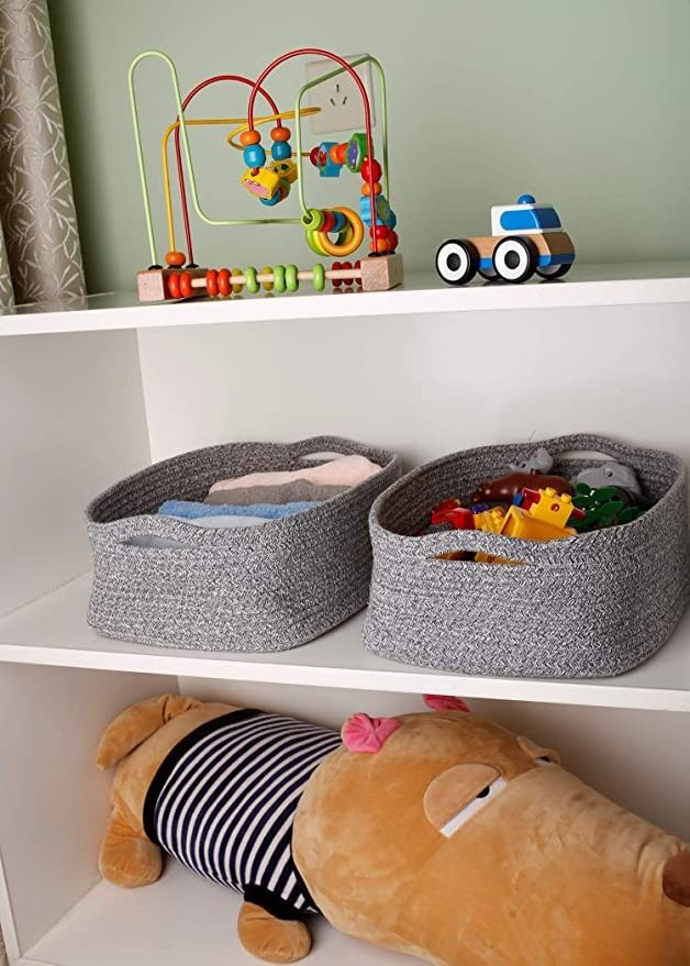 Cotton Rope Storage Basket Office Pet Basket For Bathroom Cube Changing Table Organizer for Closet Towels Baby Nursery Bin