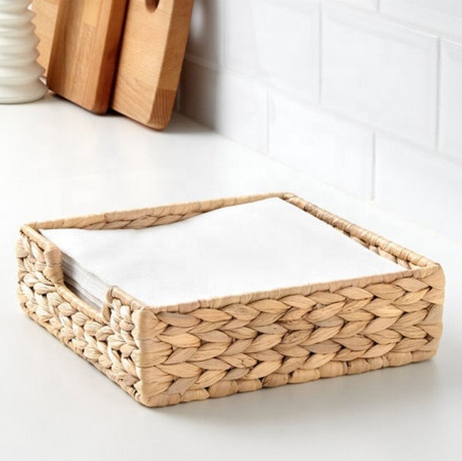 Home Decor Rattan Seagrass Wicker Laundry Handicraft Rectangle Napkin Water Hyacinth Storage Basket