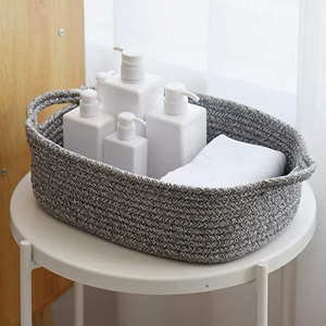 Cotton Rope Storage Basket Office Pet Basket For Bathroom Cube Changing Table Organizer for Closet Towels Baby Nursery Bin