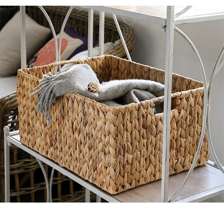 Home Decor Basketry Rattan Seagrass Hanging Wicker Laundry Rolling File Cabinet Water Hyacinth Storage Basket