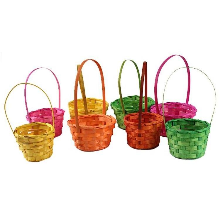 Eco-Friendly Picnic Wicker Fruit Vegetable Bamboo Gift Baskets Bread Wooden Woven Rattan Bamboo Storage Easter Basket