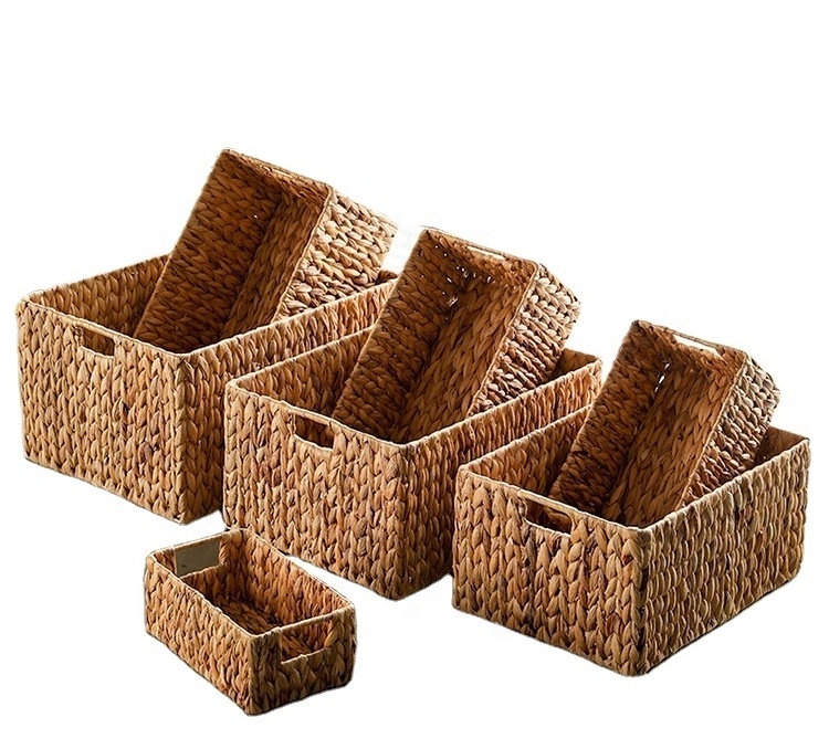 Home Decor Basketry Rattan Seagrass Hanging Wicker Laundry Rolling File Cabinet Water Hyacinth Storage Basket