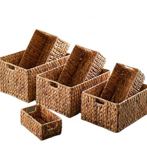 Home Decor Basketry Rattan Seagrass Hanging Wicker Laundry Rolling File Cabinet Water Hyacinth Storage Basket