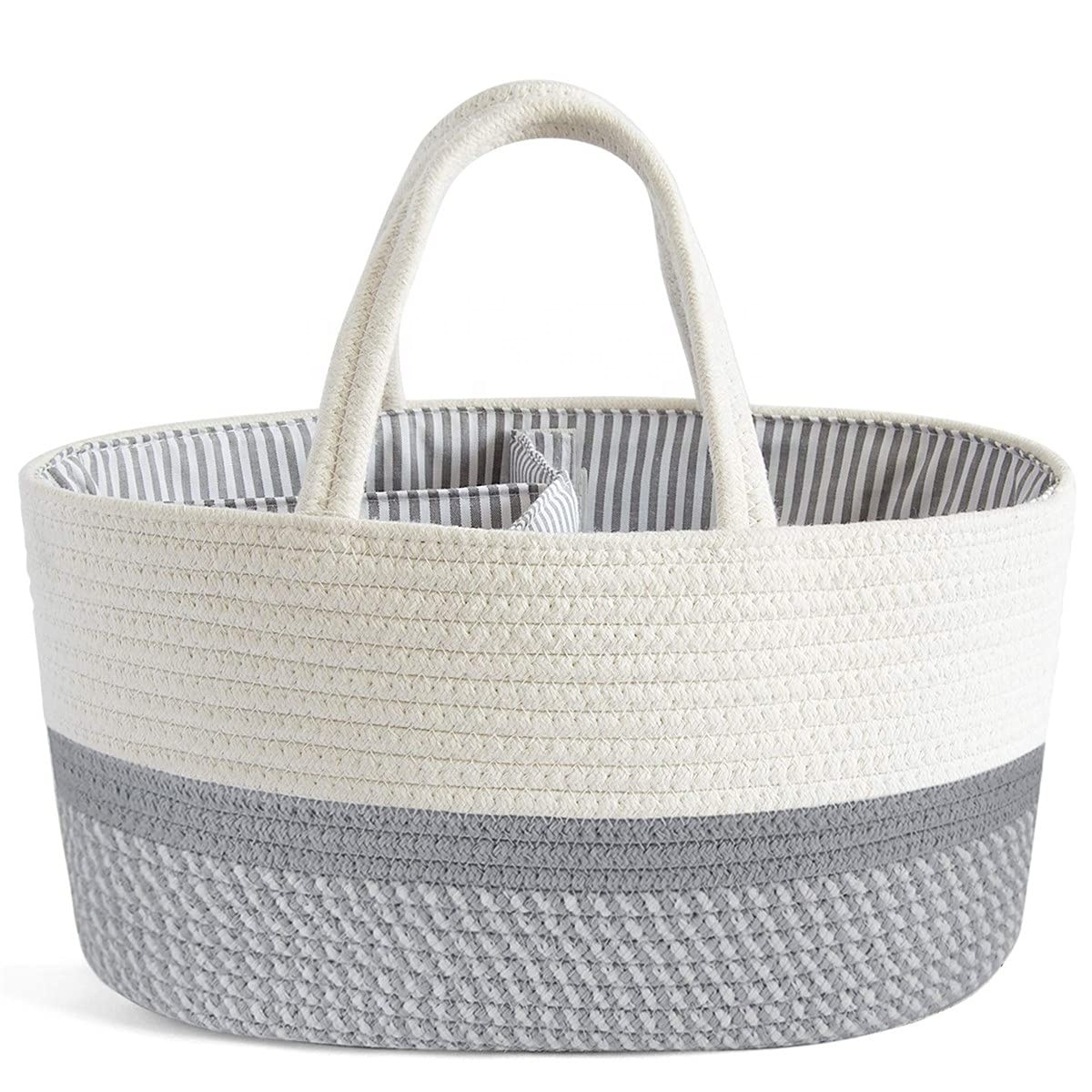 Baby Diaper Candy Organizer Basket 100% Cotton Rope Storage Bin for children Portable Diaper Storage Basket for Changing Table