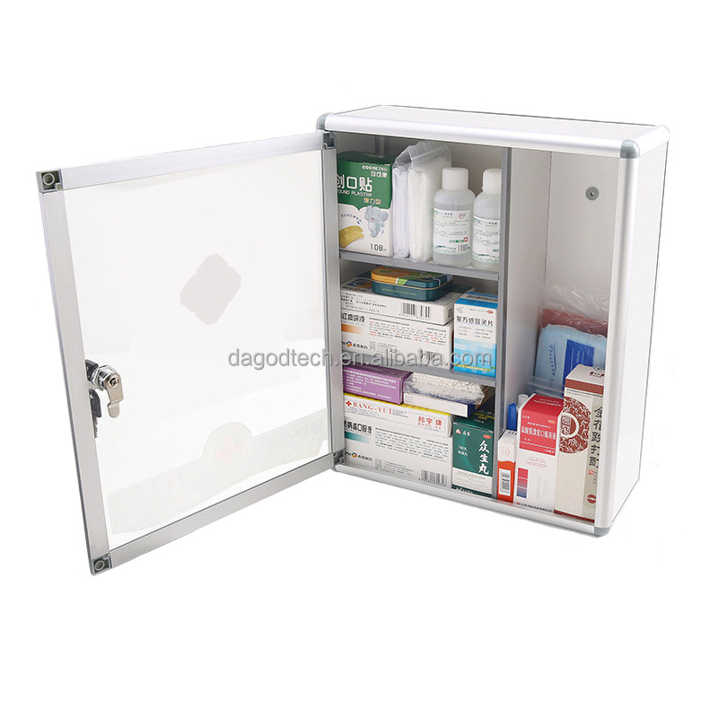 Medicine Cabinet with Lock First Aid Cabinet Wall Mounted Bathroom Storage Hanging Medical Cabinet