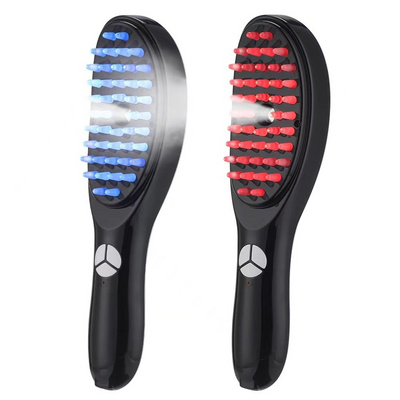 Anti Hair Loss Scalp Care Electric Massage Comb Vibration Led Blue Red Light Spray Applicator Electric Scalp Massage Comb