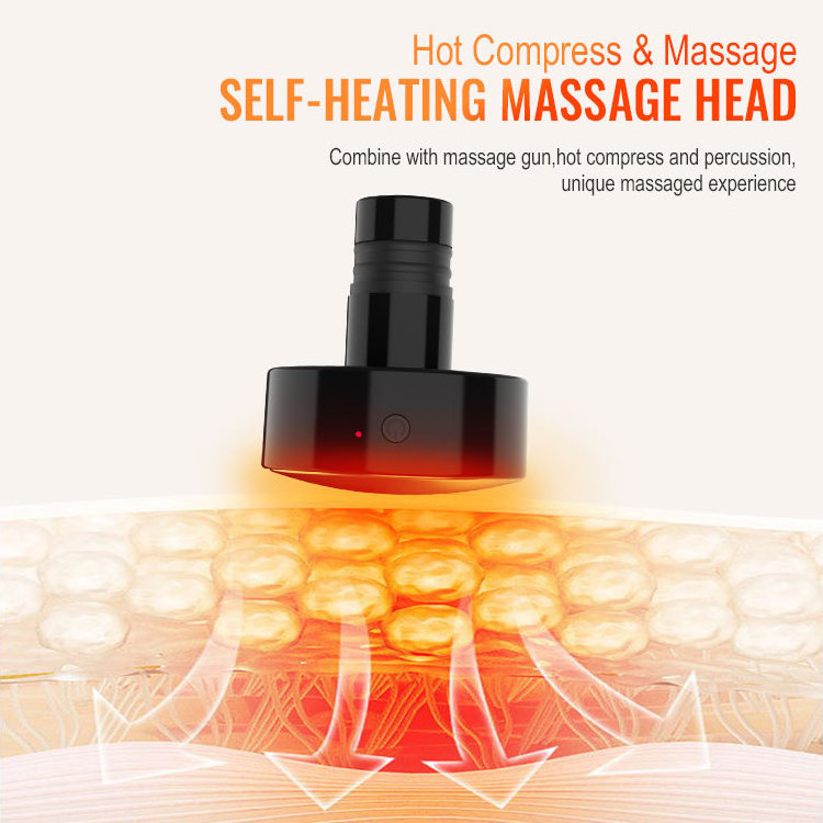 2 Speed Self Heating Massage Gun Head Accessories Replacement Massage Gun Heated Head Attachment