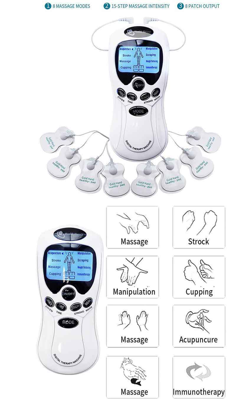 Electric Digital Pulse Body Massage Low Frequency Pain Relief Physical Therapy Electric Tens Unit EMS Pulse Massager