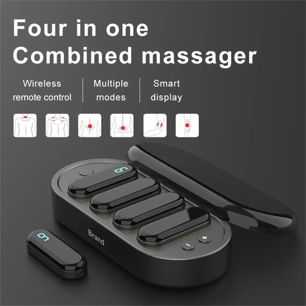 4 In 1 Wireless Remote Control Neck Massage Sticker Pads Tens Ems Massager Pulse Ems Full Body Massager