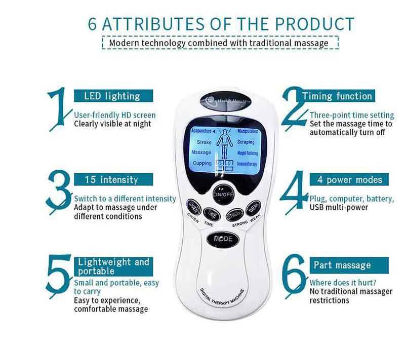 Electric Digital Pulse Body Massage Low Frequency Pain Relief Physical Therapy Electric Tens Unit EMS Pulse Massager