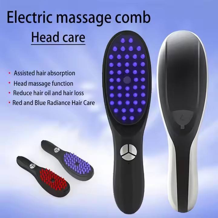 Anti Hair Loss Scalp Care Electric Massage Comb Vibration Led Blue Red Light Spray Applicator Electric Scalp Massage Comb