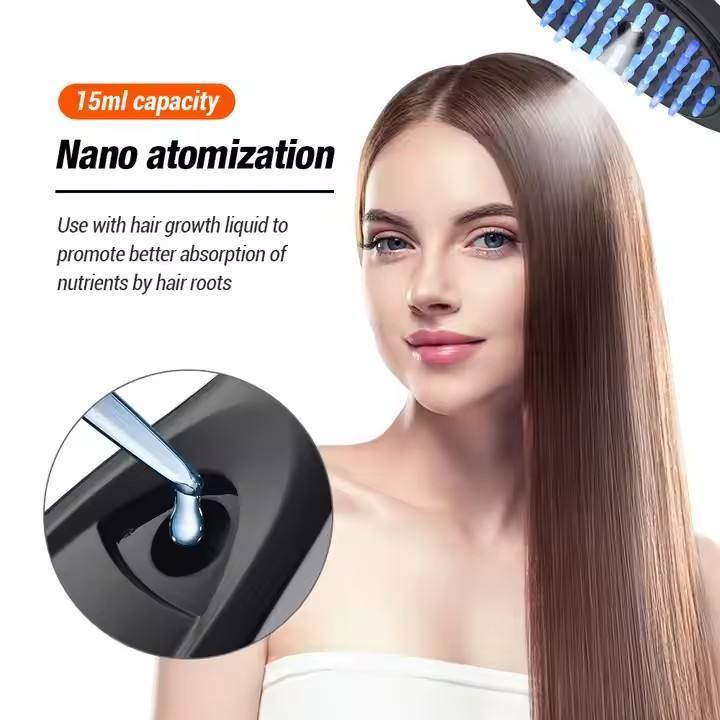 Anti Hair Loss Scalp Care Electric Massage Comb Vibration Led Blue Red Light Spray Applicator Electric Scalp Massage Comb