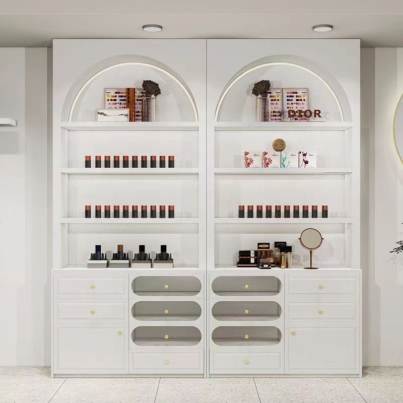 Modern Cosmetics Display Cabinet Nail Polish Cabinet Beauty Salon Display Cabinet with Light