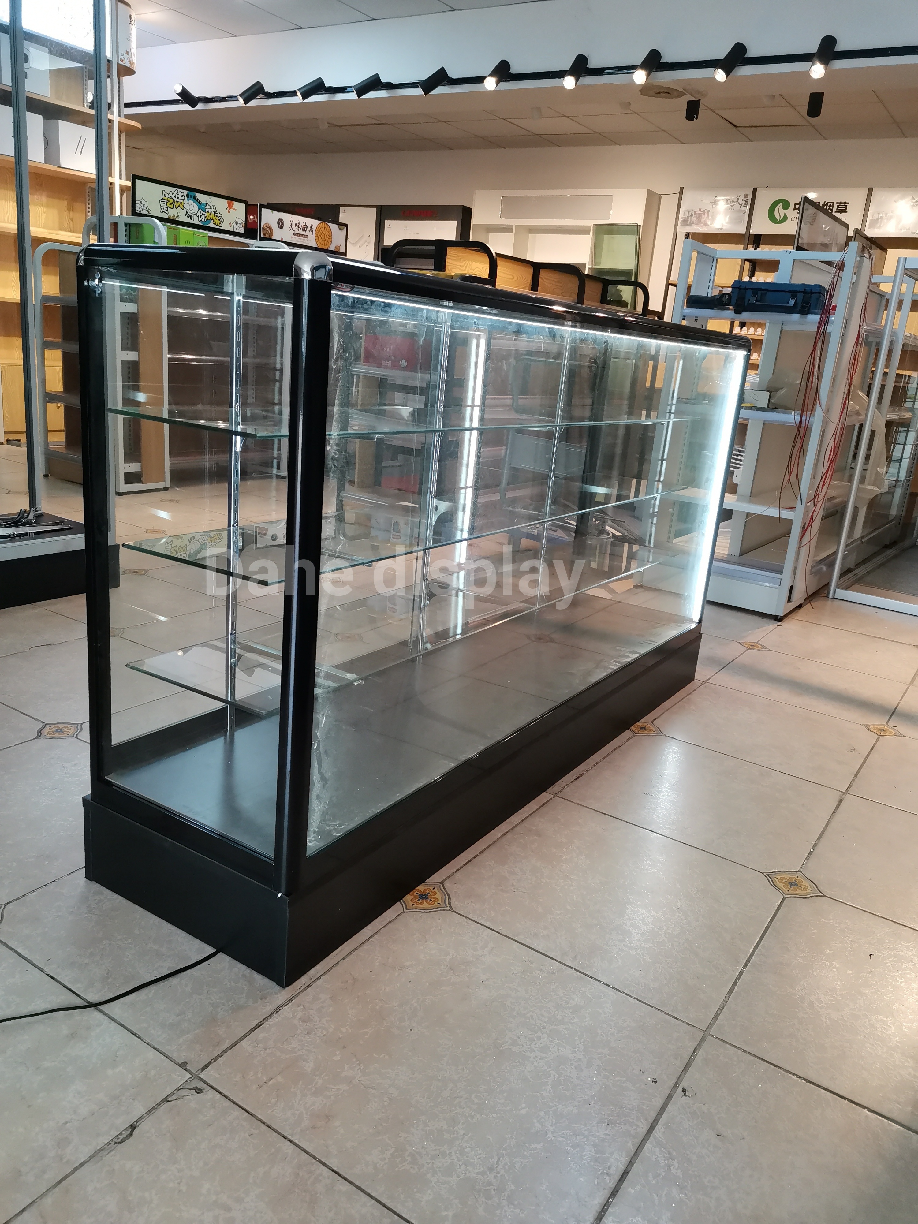 Retail Shop Furniture Lockable Glass Display Showcase with Led Light Extra Vision Display Cases for Smoke Shop