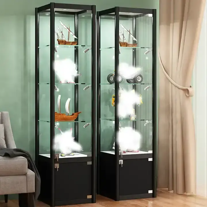 Full vision showcases glass display aluminum tempered glass  showcase cabinet with lock retailer  tobacco smoking products