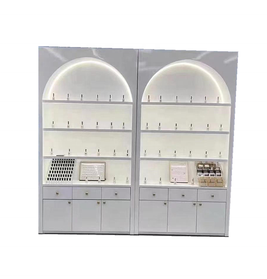 Modern Cosmetics Display Cabinet Nail Polish Cabinet Beauty Salon Display Cabinet with Light