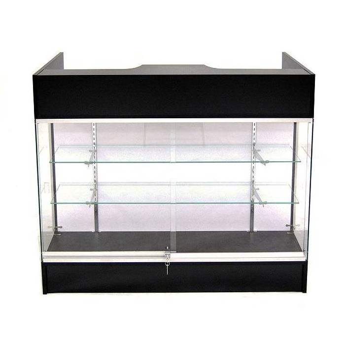 Wooden Cash Ledgetop Counter with Glass Front Display Lockable Reception Desk Retail Shop 6ft Check Out Counter