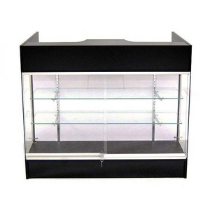 Wooden Cash Ledgetop Counter with Glass Front Display Lockable Reception Desk Retail Shop 6ft Check Out Counter