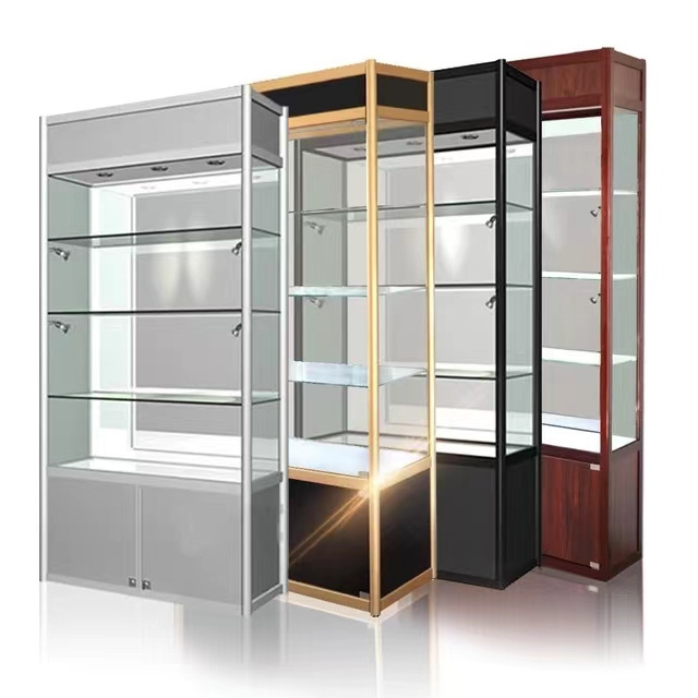 Factory supply Luxury Shop Used Lockable Glass Doors Ornaments Storage CabinetGlass Display Cabinet With led lights